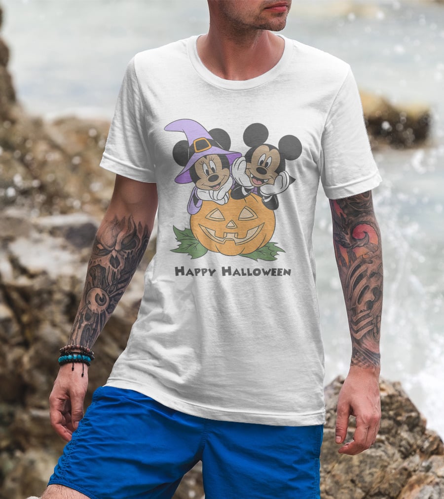 Happy Halloween Pumpkin Mickey And Minnie T-Shirt