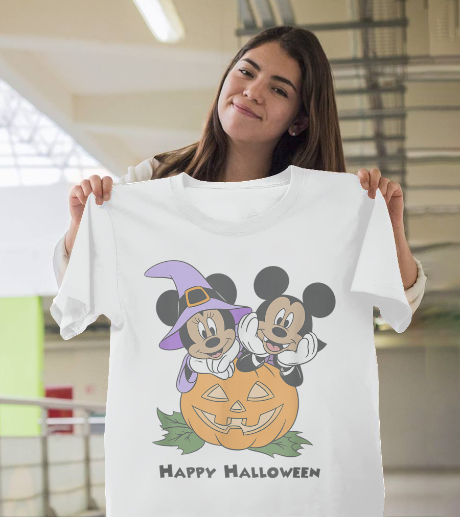Happy Halloween Pumpkin Mickey and Minnie T-Shirt