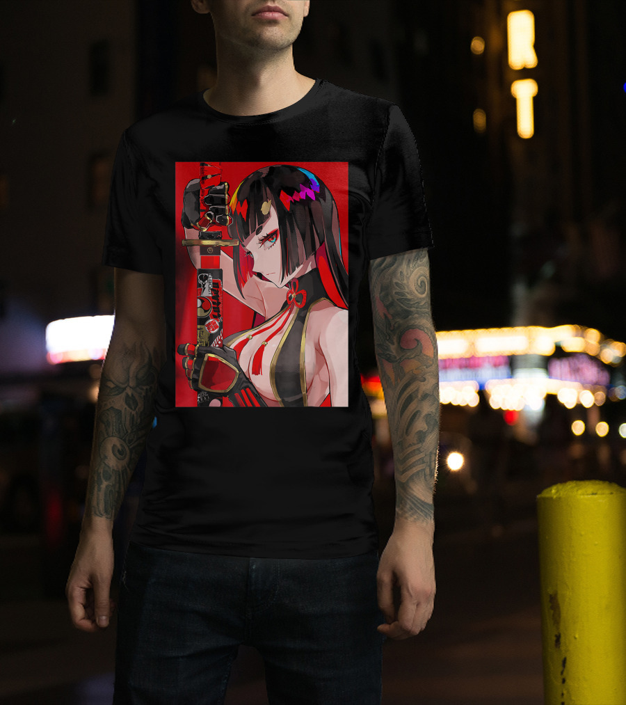 Anime Girl Japanese Aesthetic Katana Warrior Otaku T-Shirt