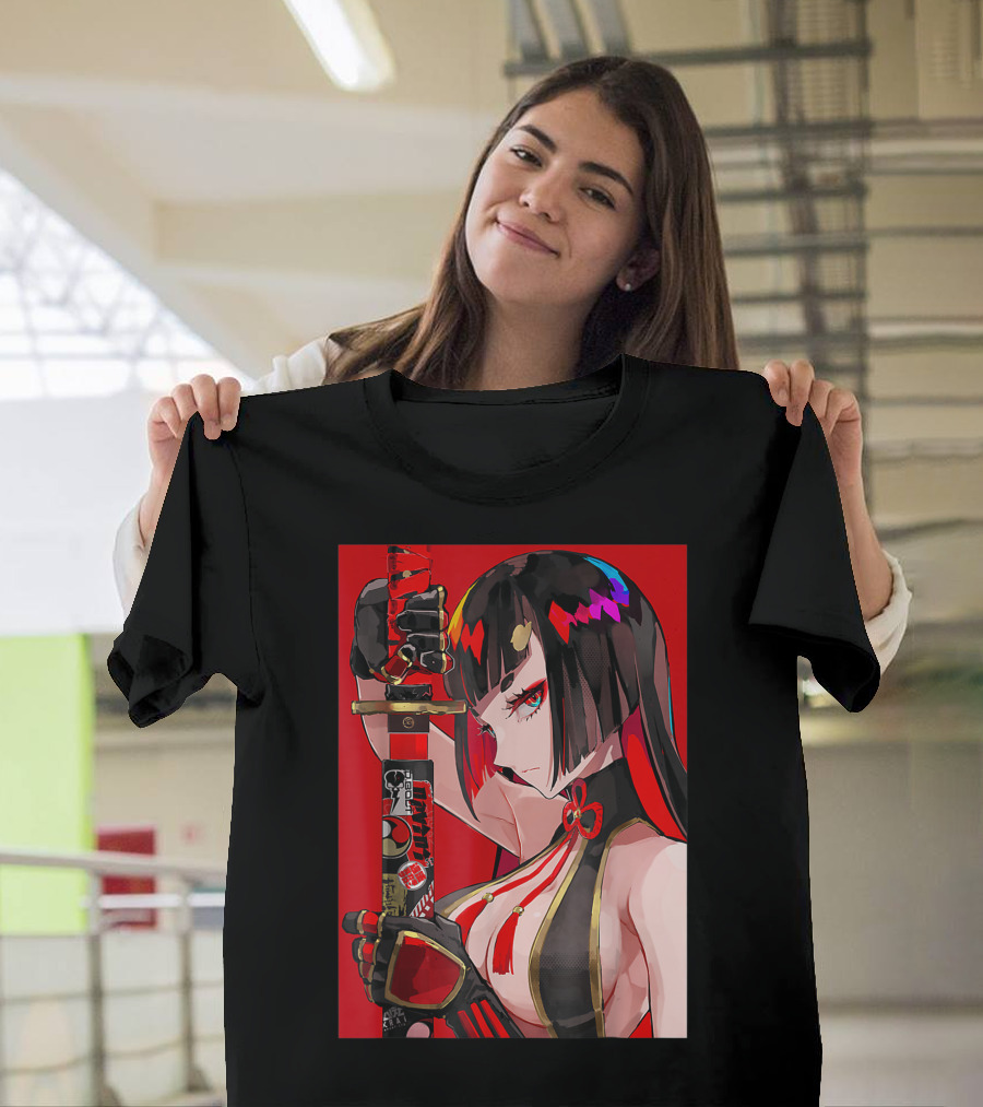 Anime Girl Japanese Aesthetic Katana Warrior Otaku T-Shirt