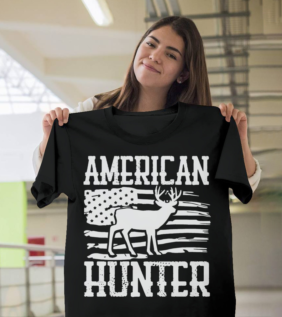 American Flag American Hunter Patriot Party Decor Usa T-Shirt