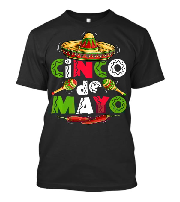 Cinco De Mayo Sombrero Maracas Peppers Mexican T-Shirt