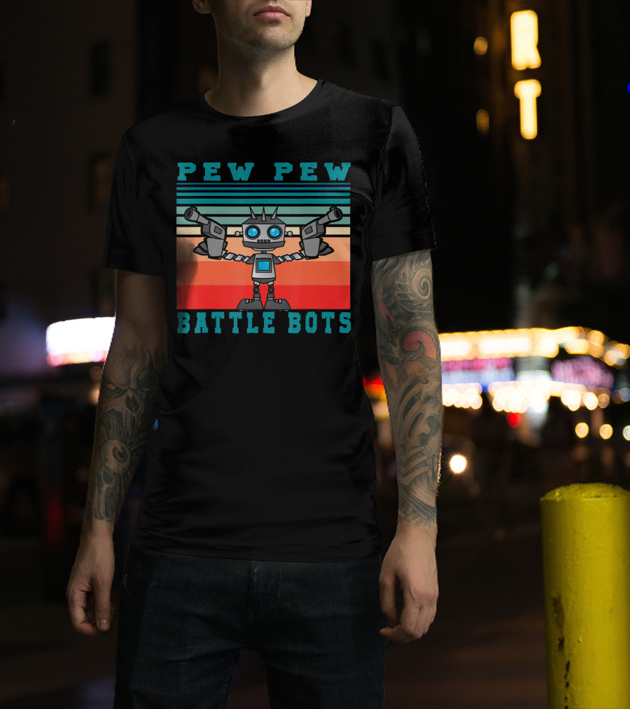 Pew Pew Battle Bots Robot Fighting Combat T-Shirt