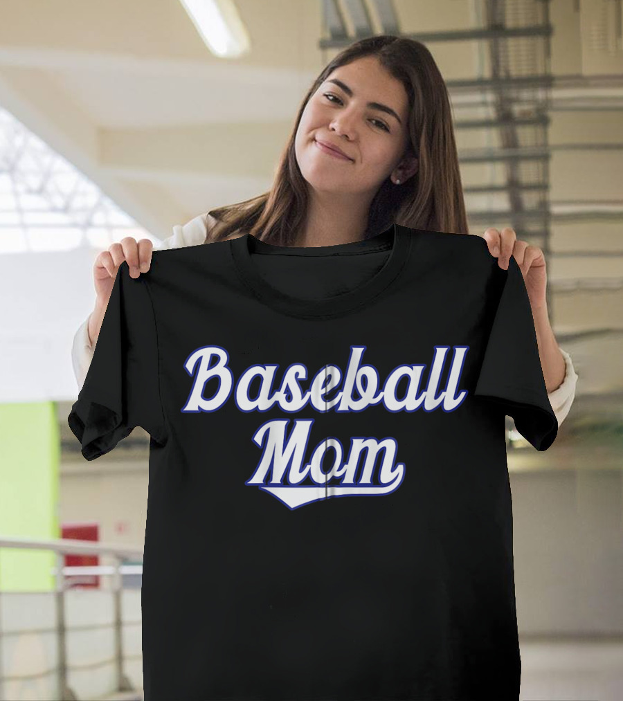 Classic Baseball Mom Swooping Text T-Shirt