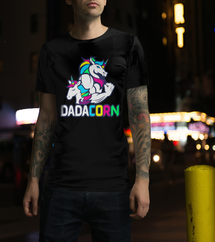 Dadacorn Unicorn Dad Muscle Rainbow Magic T-Shirt