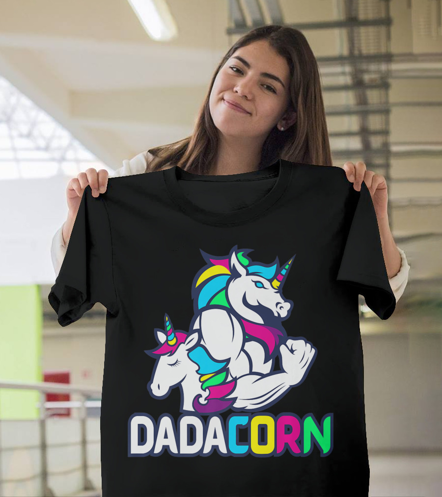 Dadacorn Unicorn Dad Muscle Rainbow Magic T-Shirt
