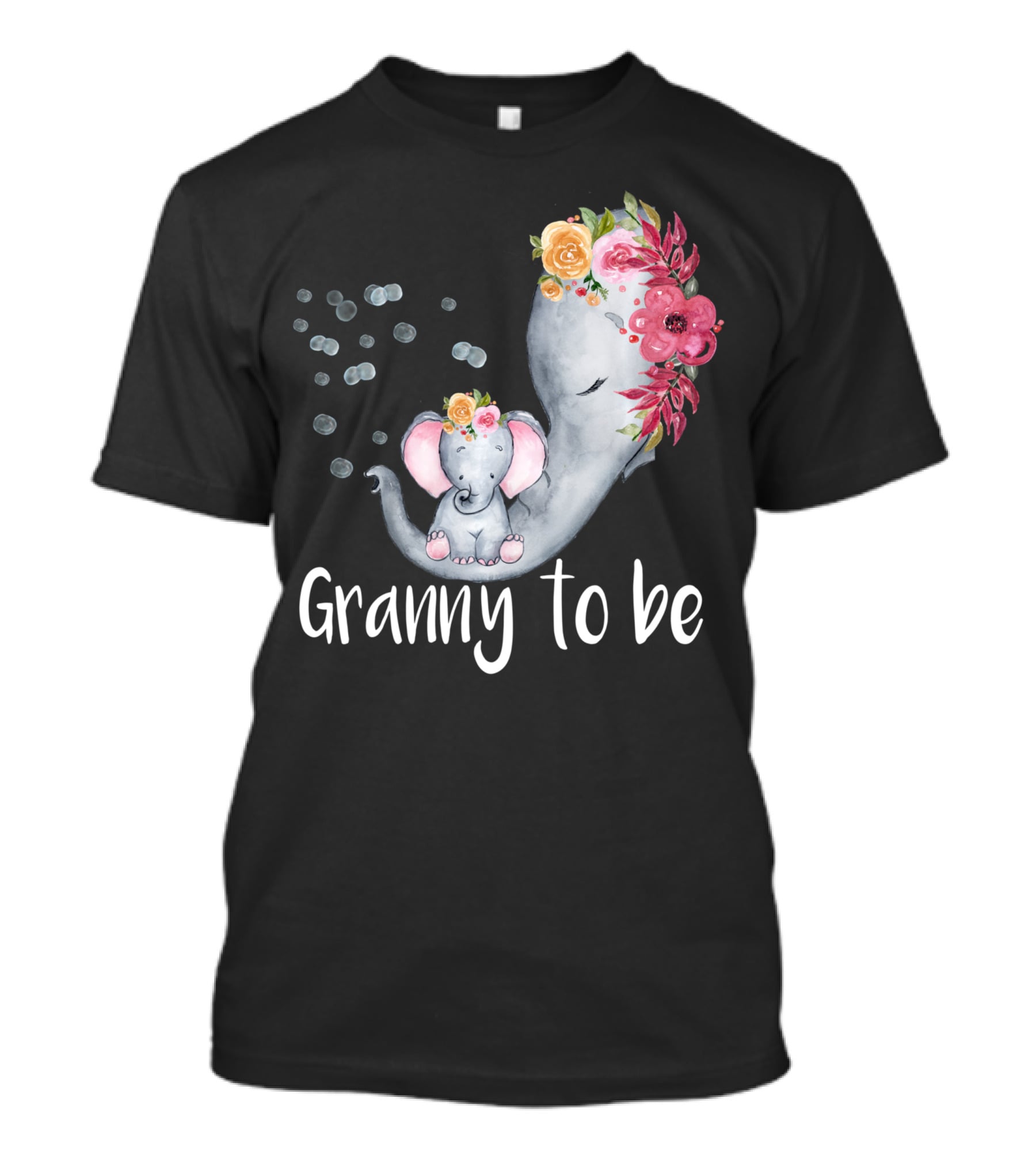 Granny To Be Elephant Baby Shower Floral For Girl T-Shirt