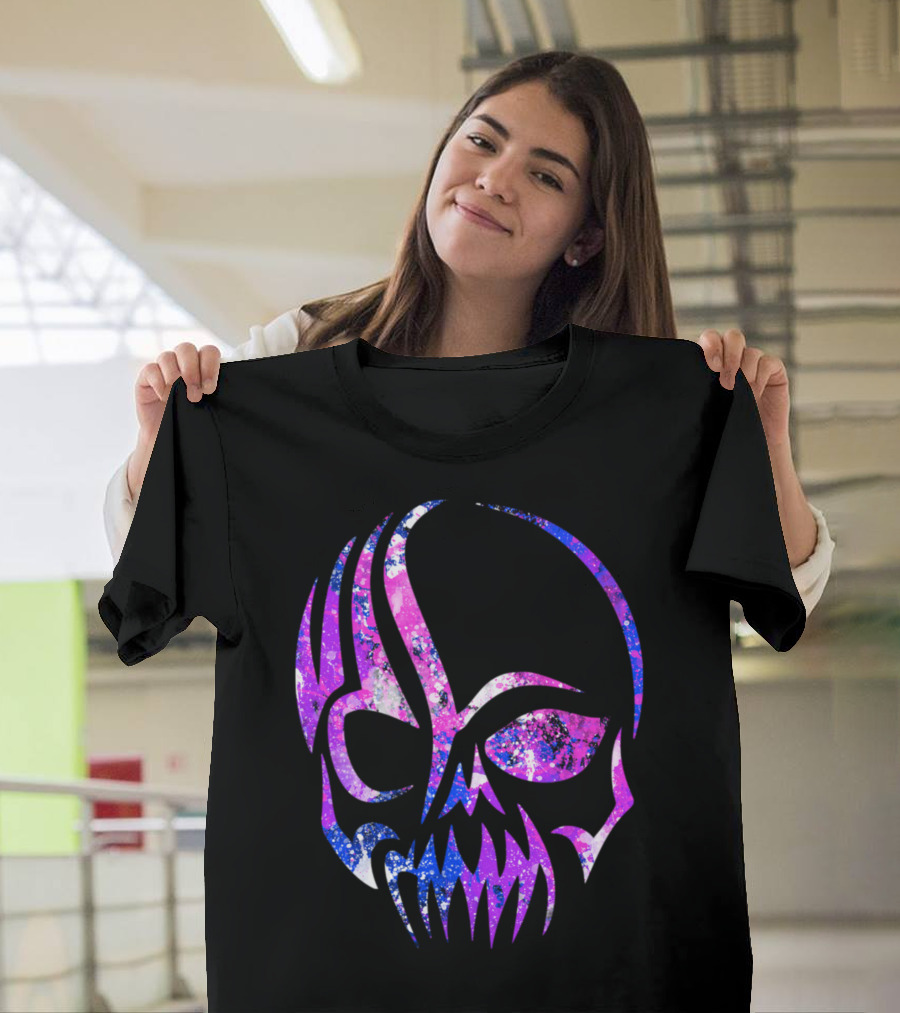 Purple Blue Skull Alien Aesthetic Video Games T-Shirt