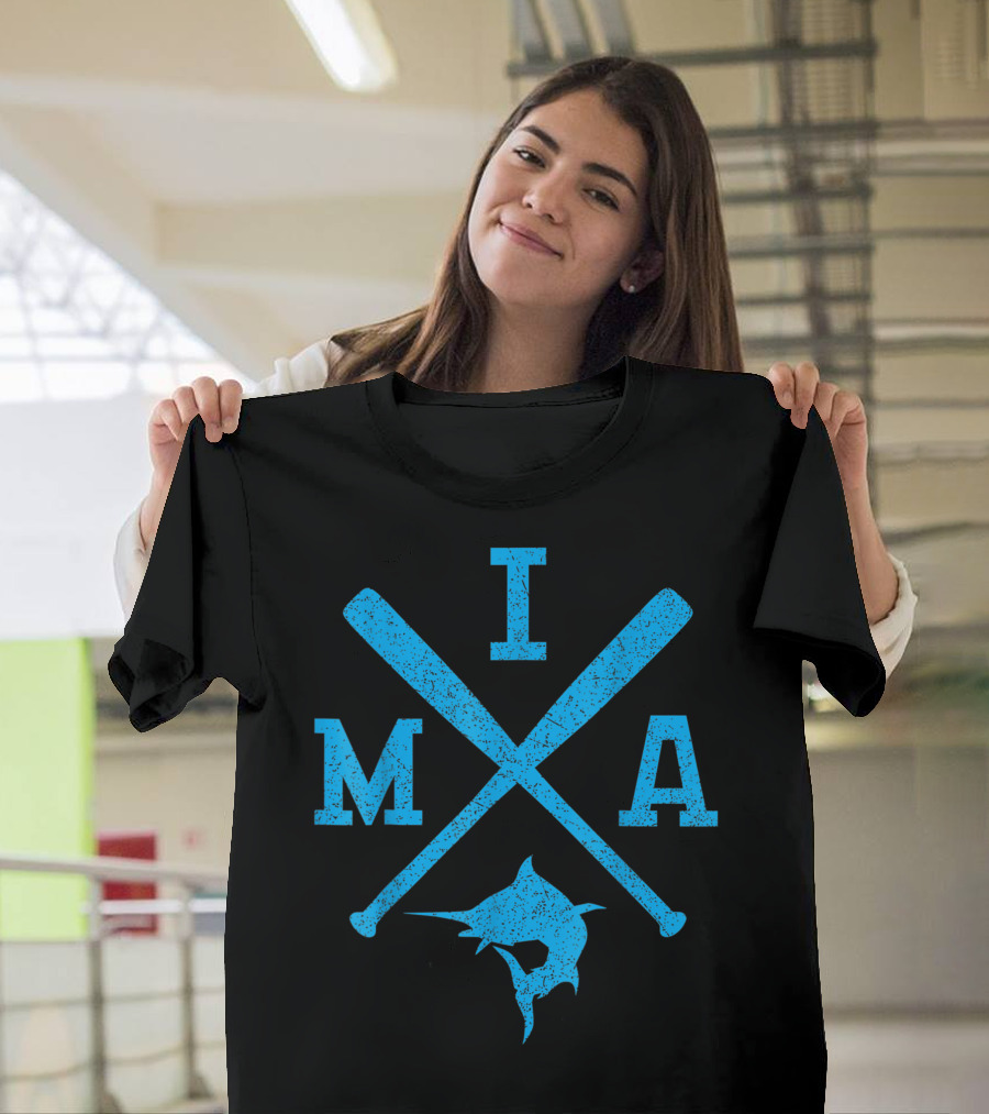 Retro Miami Baseball Bats Vintage Marlin MIA Fan T-Shirt
