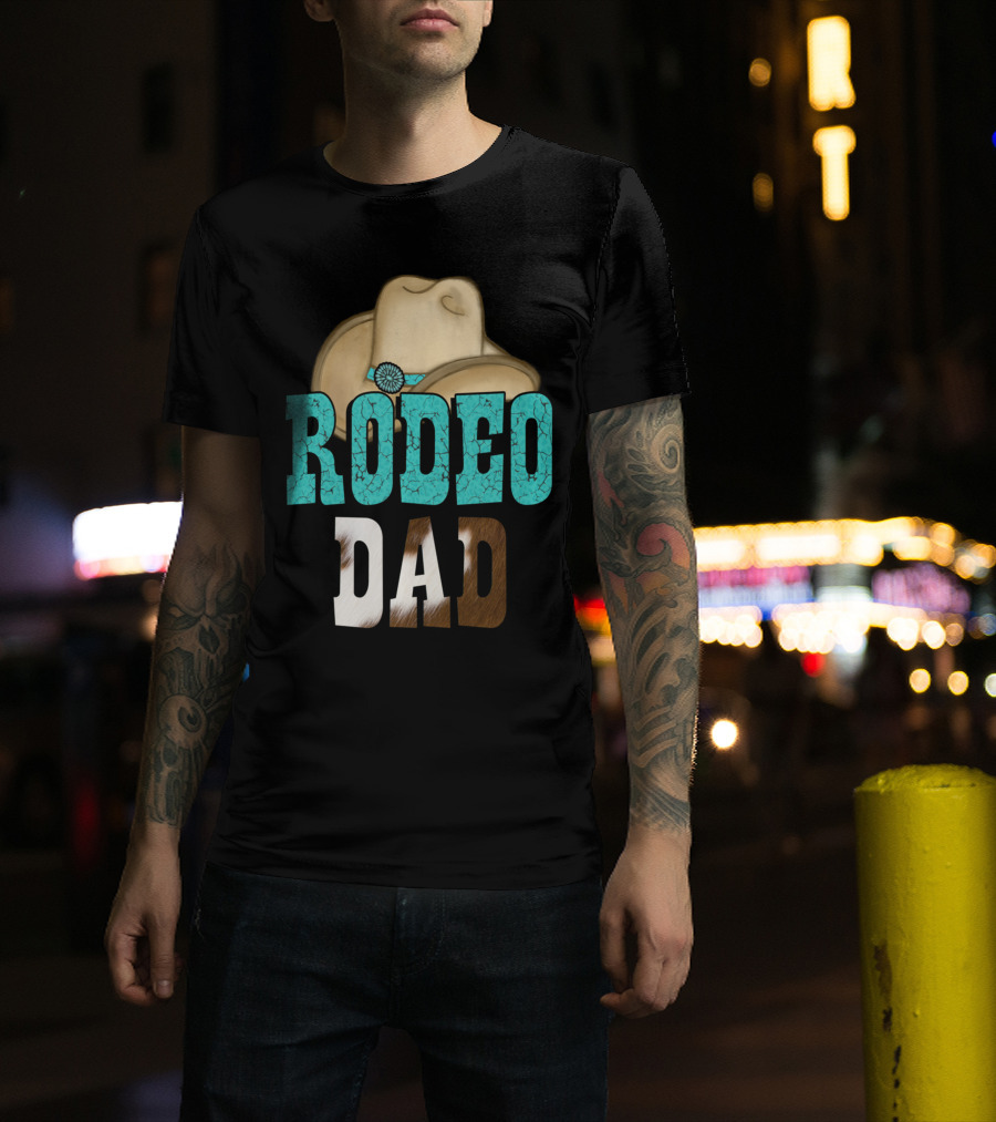 Turquoise Rodeo Dad Cowboy Hat Decor T-Shirt