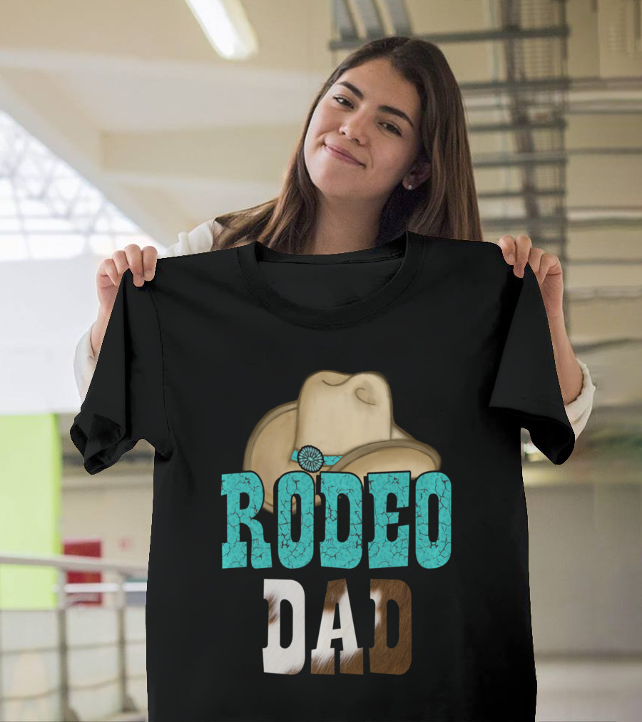 Turquoise Rodeo Dad Cowboy Hat Decor T-Shirt