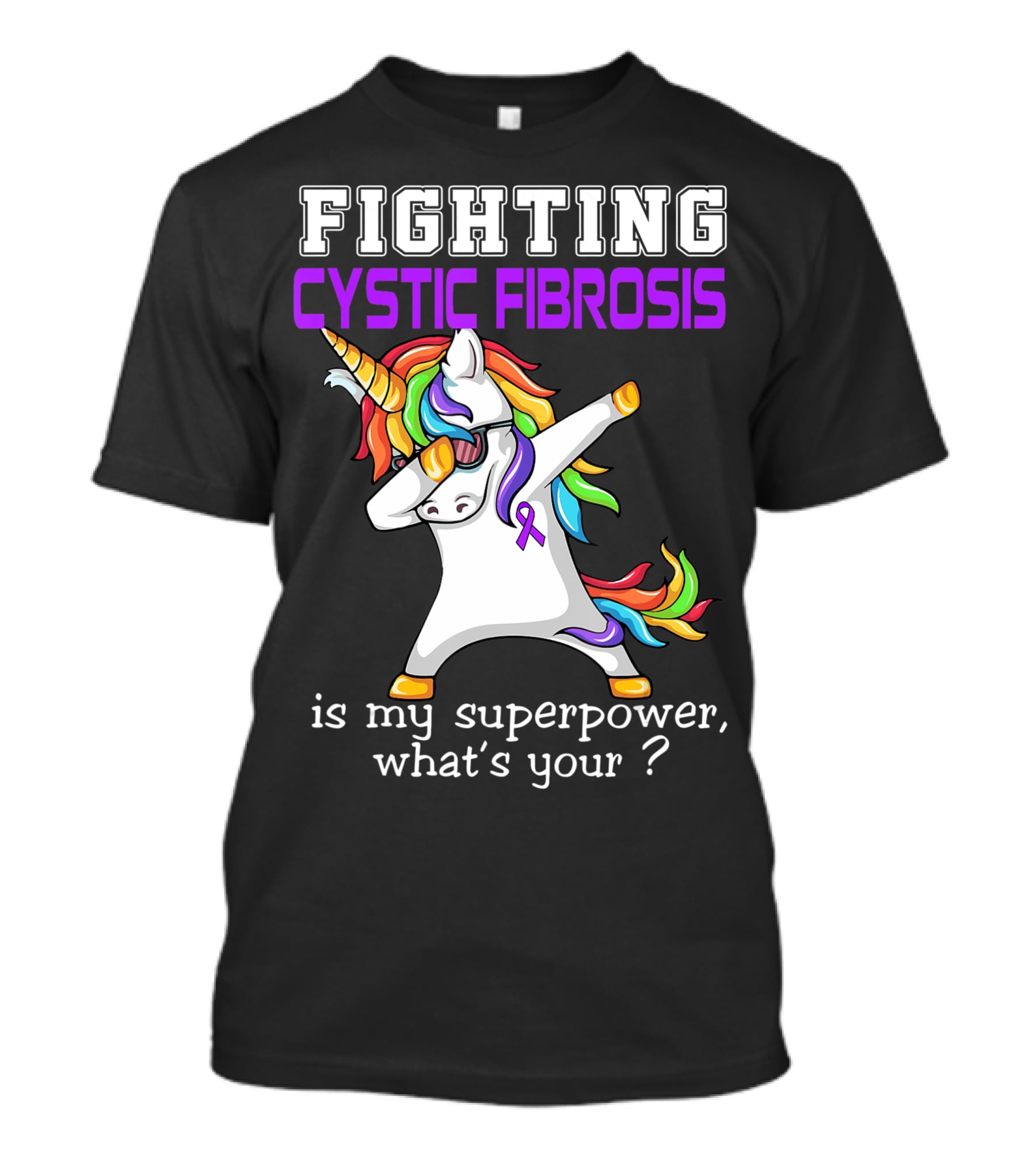 Fighting Cystic Fibrosis Unicorn Superpower Awareness T-Shirt