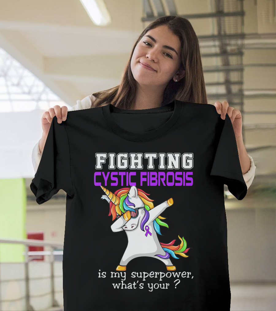 Fighting Cystic Fibrosis Unicorn Superpower Awareness T-Shirt