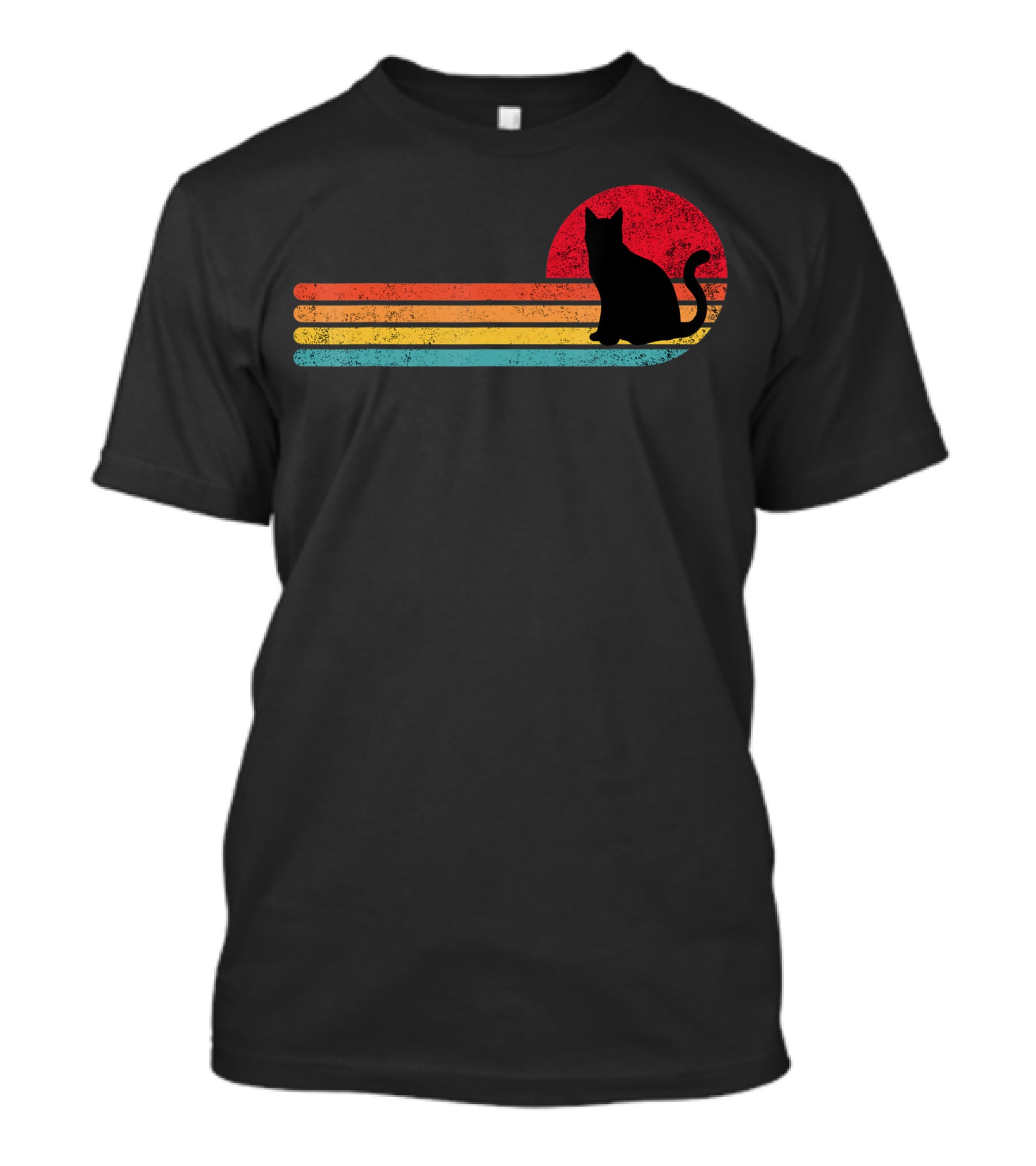 Retro Sunset Cat Silhouette For Kitten Lover Fan T-Shirt