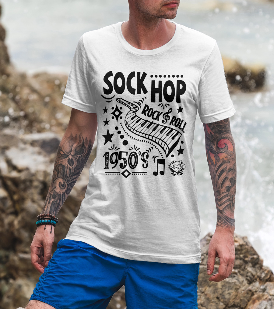 Sock Hop Rock Roll 1950s Piano Music Party T-Shirt