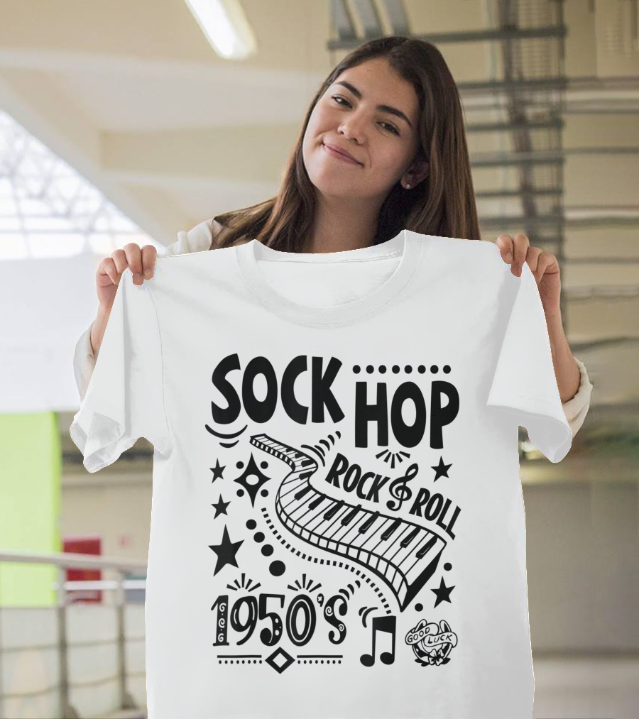 Sock Hop Rock Roll 1950s Piano Music Party T-Shirt