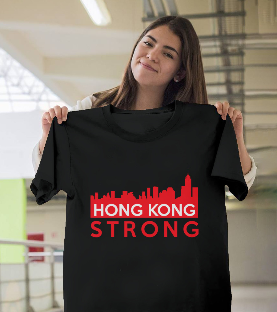 Hong Kong Strong City Red Skyline T-Shirt