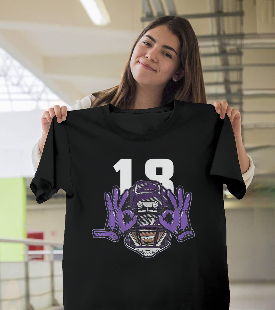 Griddy Celebration Purple Helmet 18 Gloves T-Shirt