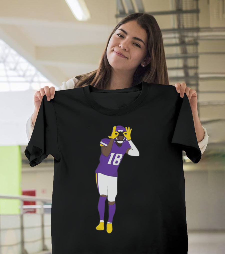 Do The Griddy Griddy Dance Football NFL Player Number 18 Purple And Yellow Uniform T-Shirt