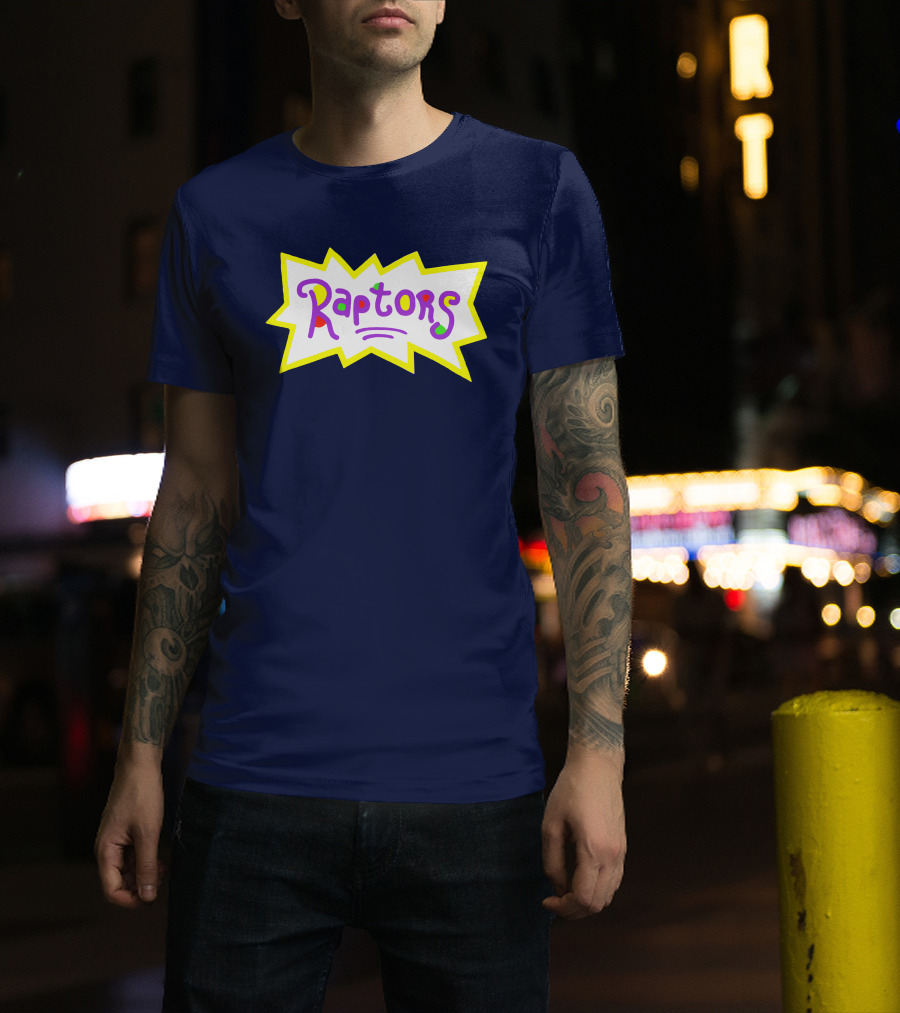 Raptors Retro Pop Art Style Text With Vivid Colors And Bold Outline T-Shirt