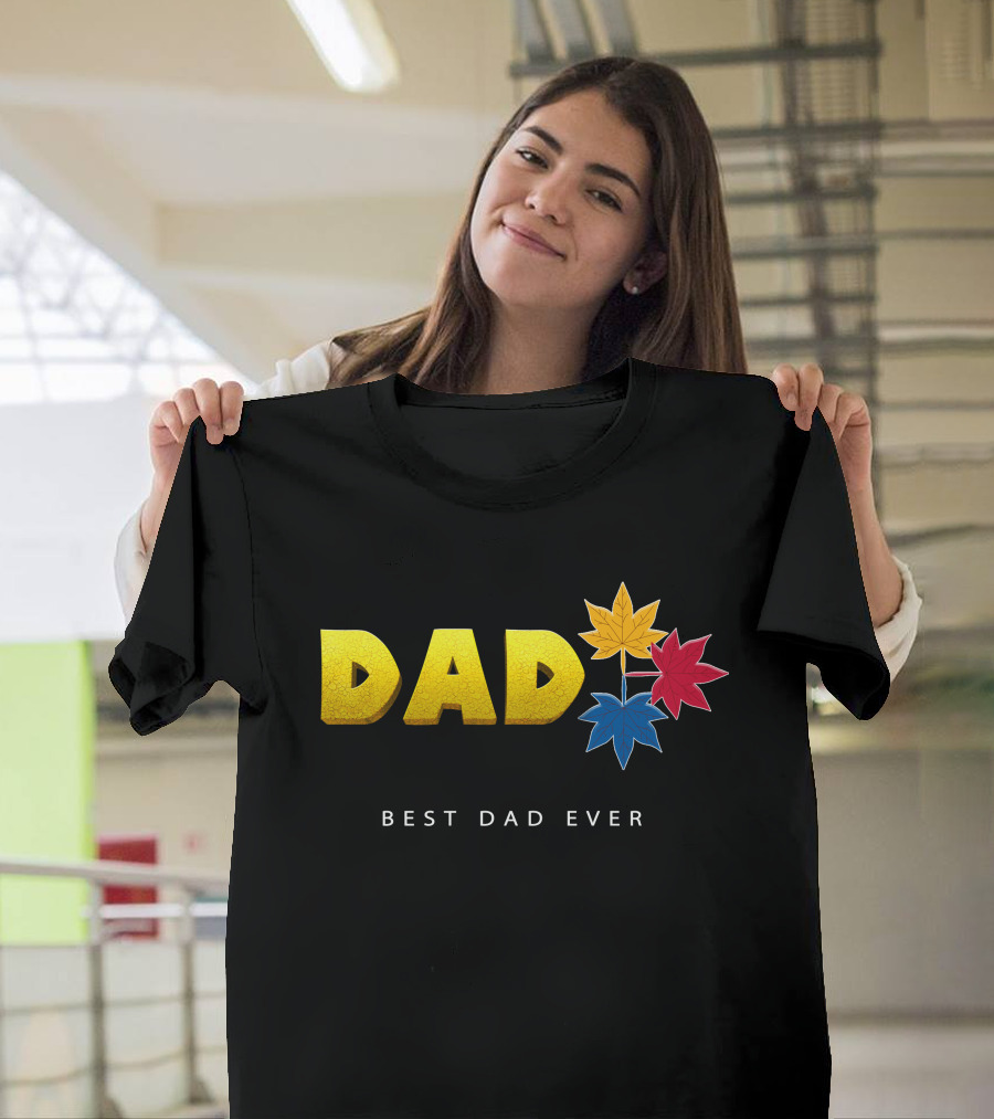 Best Dad Ever Colorful Maple Leaves T-Shirt