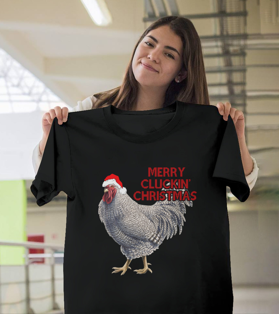 Merry Cluckin' Christmas Santa Hat Chicken T-Shirt