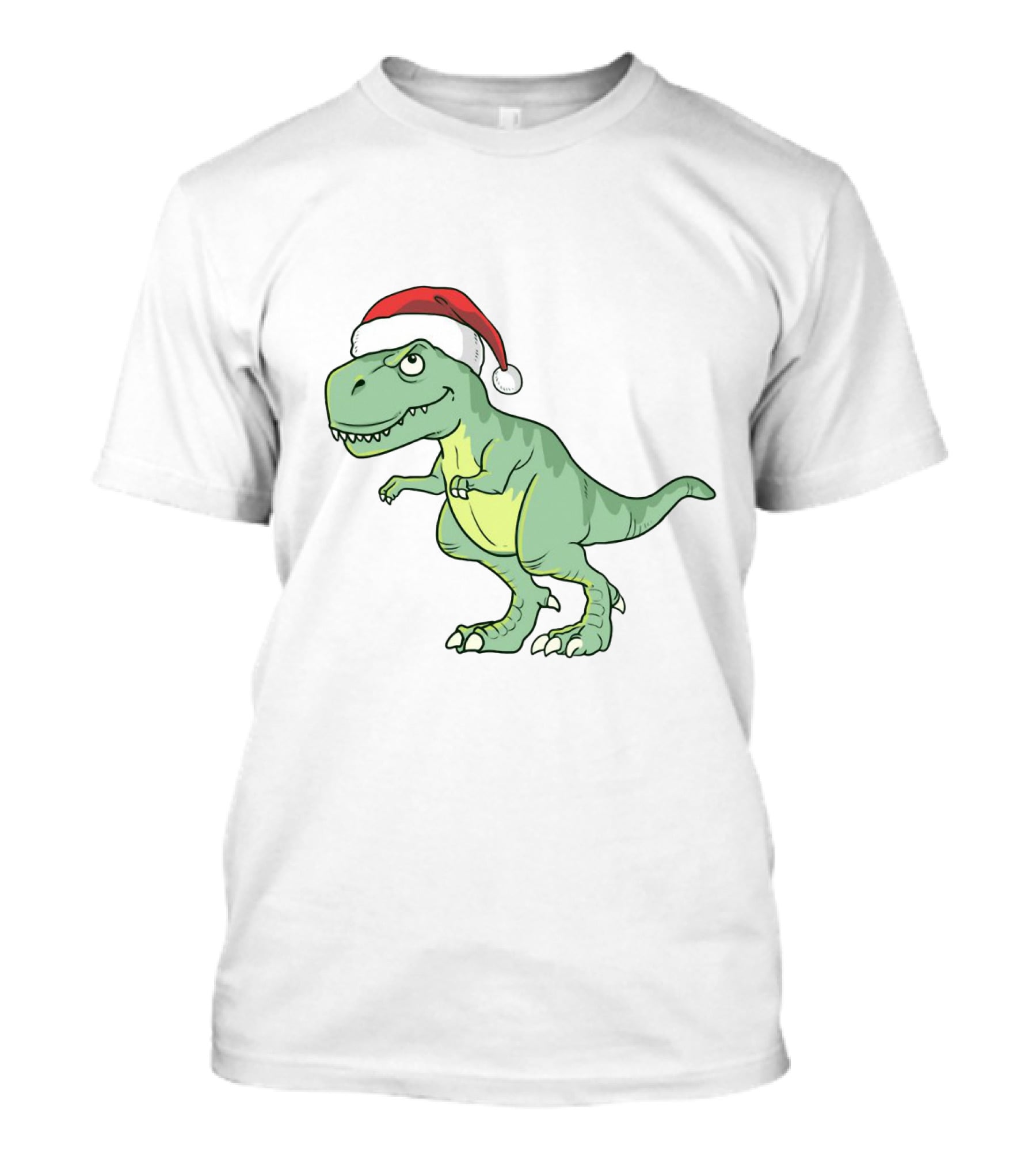 Christmas Dinosaur Wearing Santa Hat T-Shirt