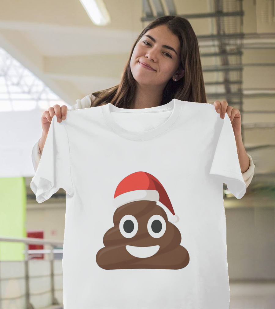 Funny Santa Poopy Emoji Holiday Humor T-Shirt