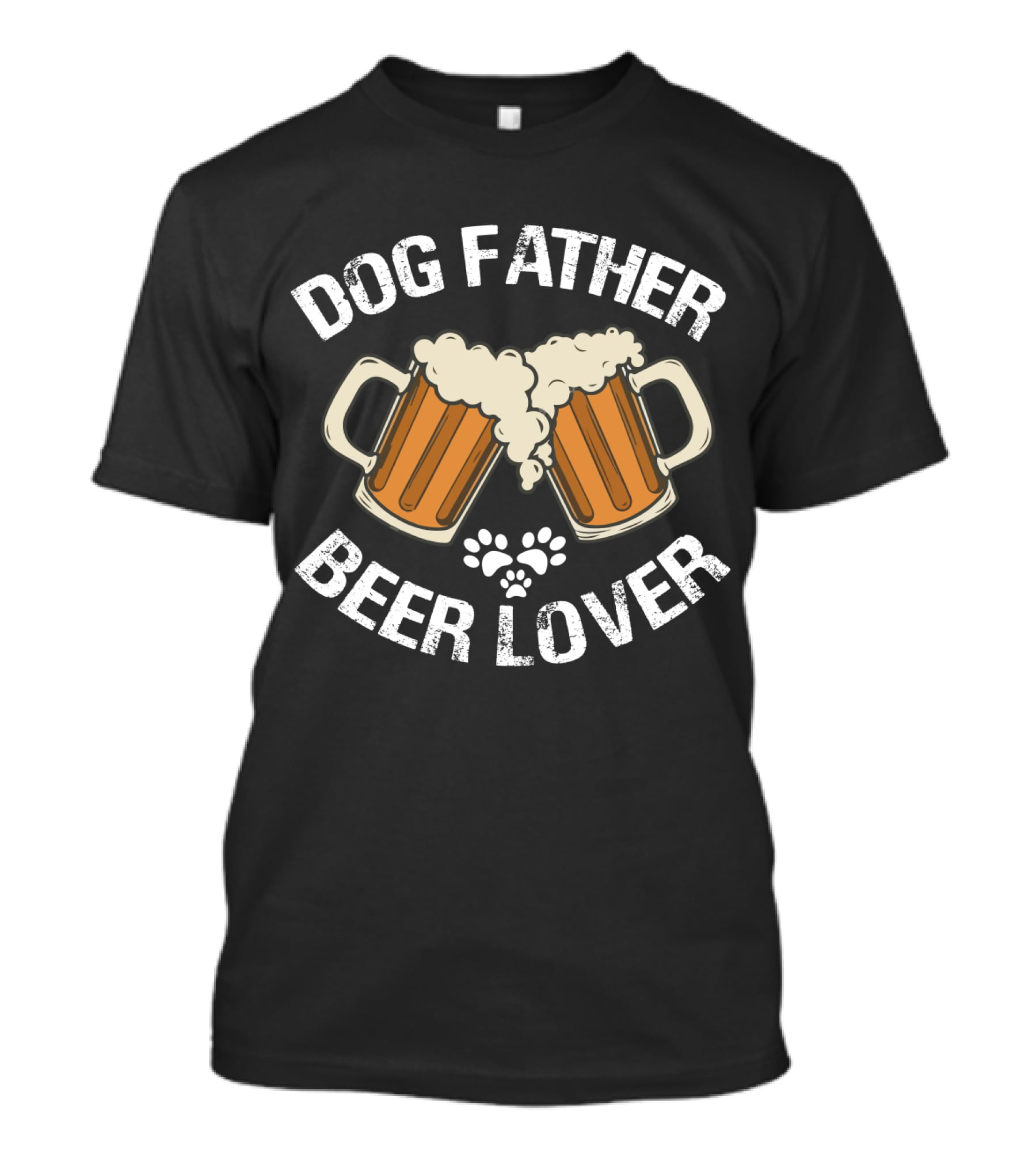 Dog Father Beer Lover Cheers With Paw Print Beer Mugs T-Shirt