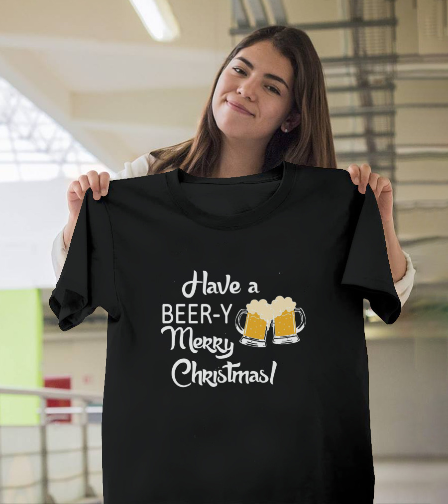 Have a Beer-y Merry Christmas with Festive Clinking Mugs T-Shirt