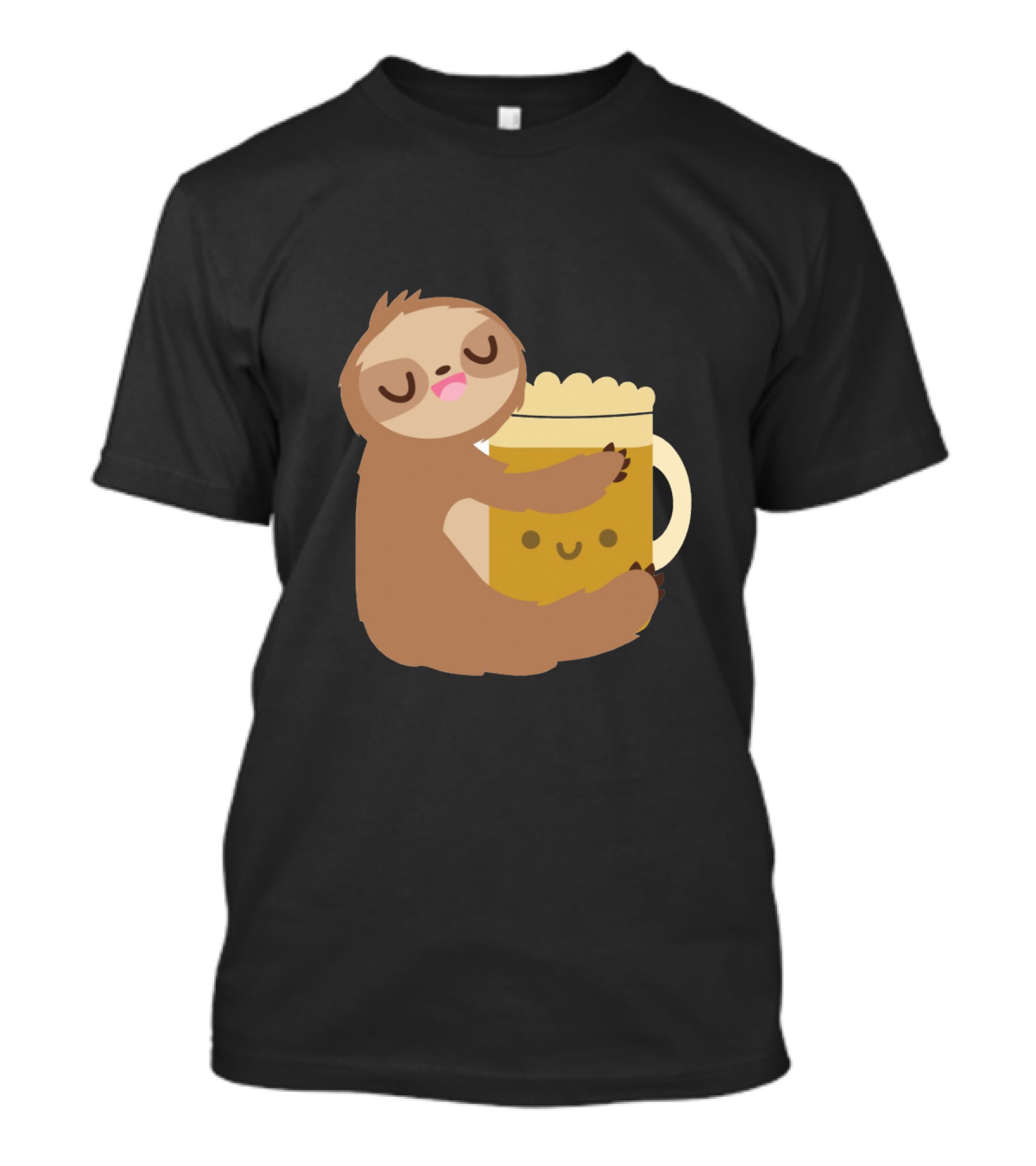 Sloth Hugging Smiling Beer Mug T-Shirt