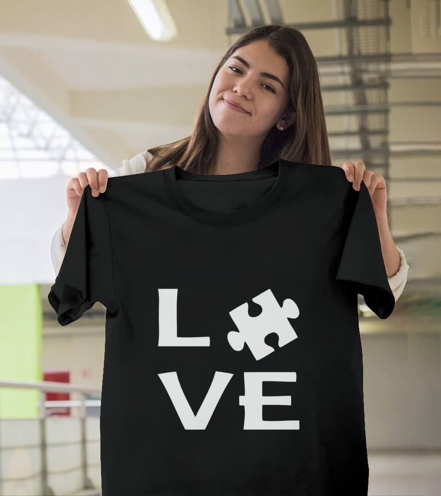 Autism Love Puzzle Piece Representation in Text T-Shirt