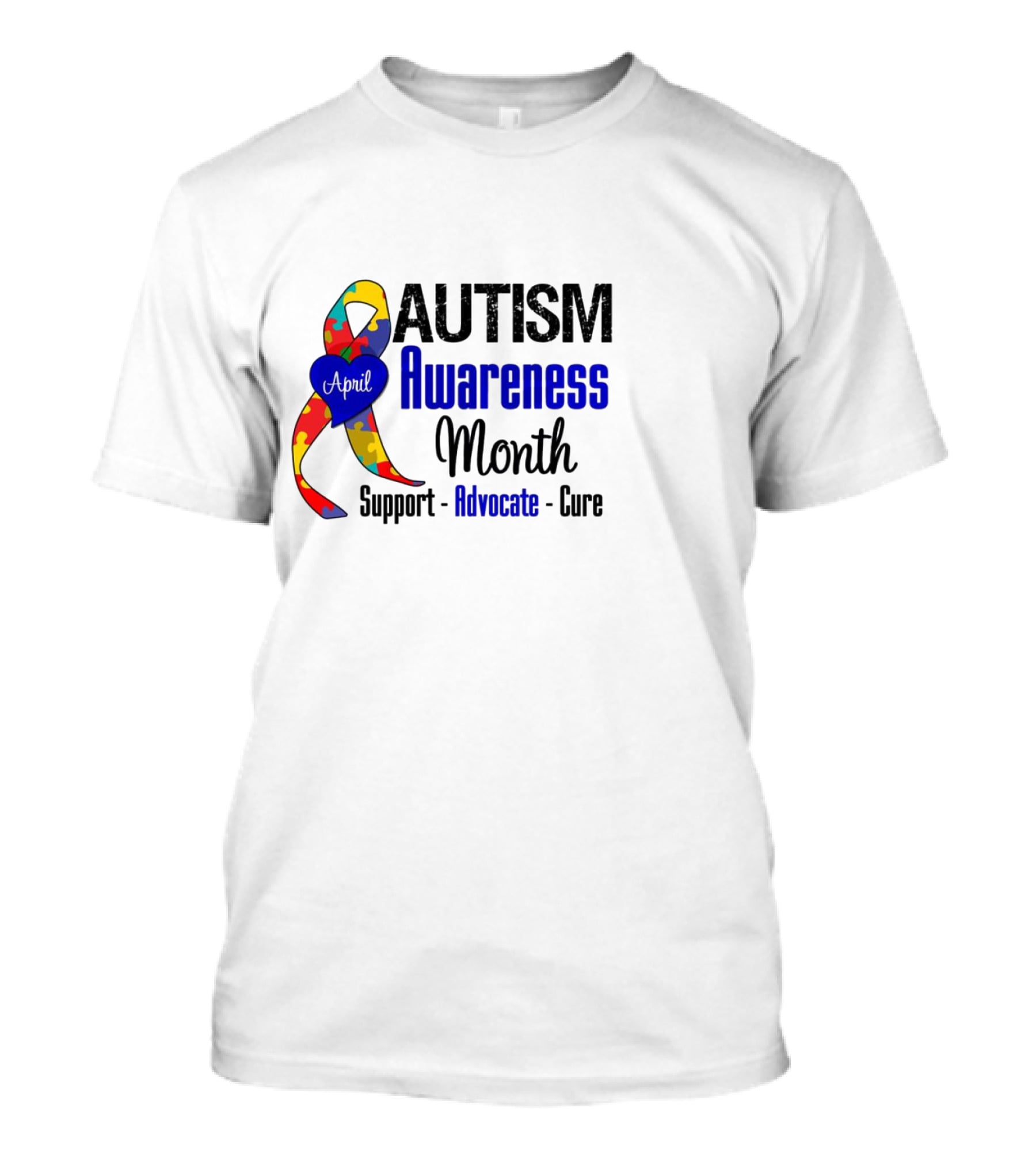 Autism Awareness Month April Support Advocate Cure Puzzle T-Shirt