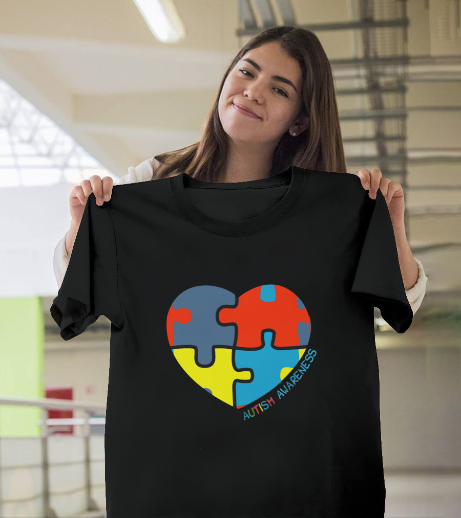 Autism Awareness Love Heart Puzzle Piece T-Shirt