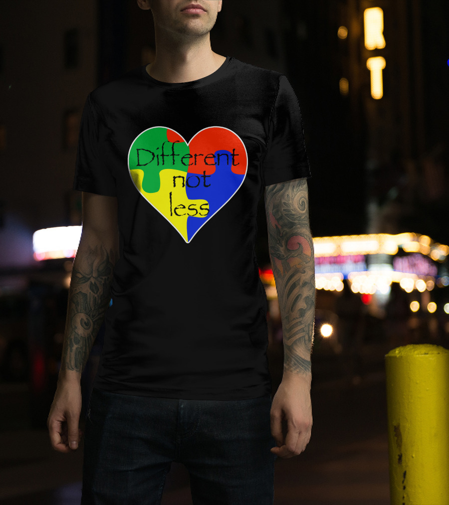 Different Not Less Heart Puzzle Autism Awareness T-Shirt