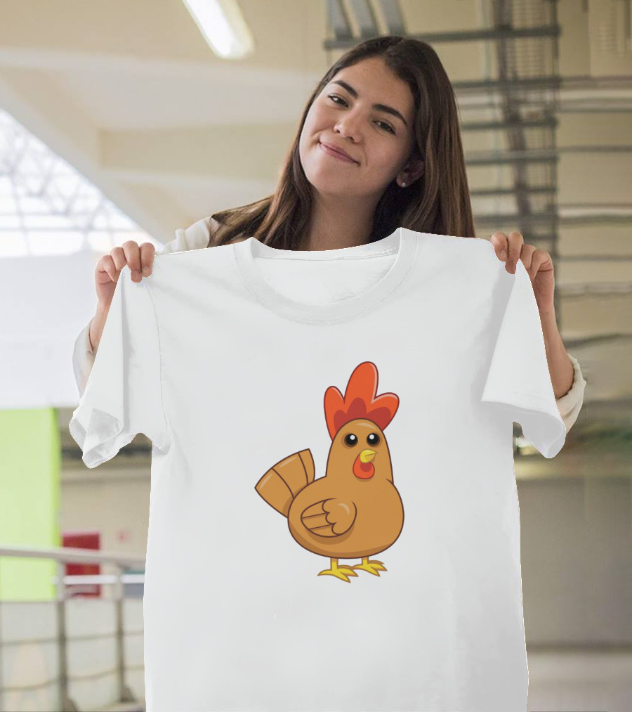Brown Chicken Cartoon T-Shirt