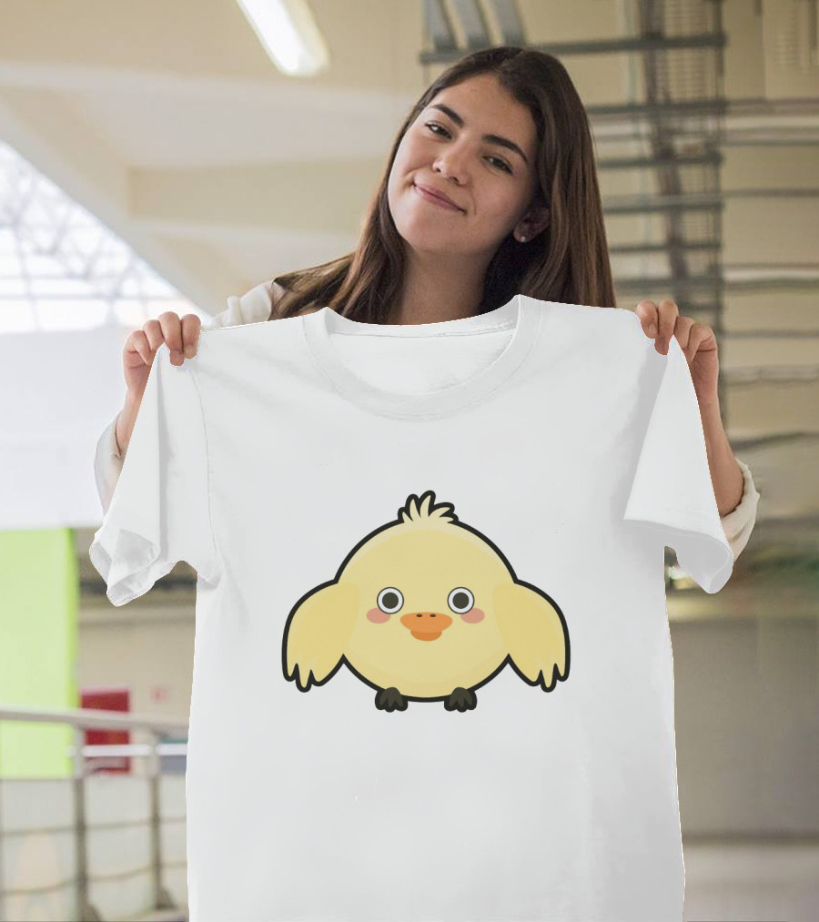 Kawaii Chick Cute Yellow Cartoon Chicken With Big Eyes And Blushy Cheeks T-Shirt