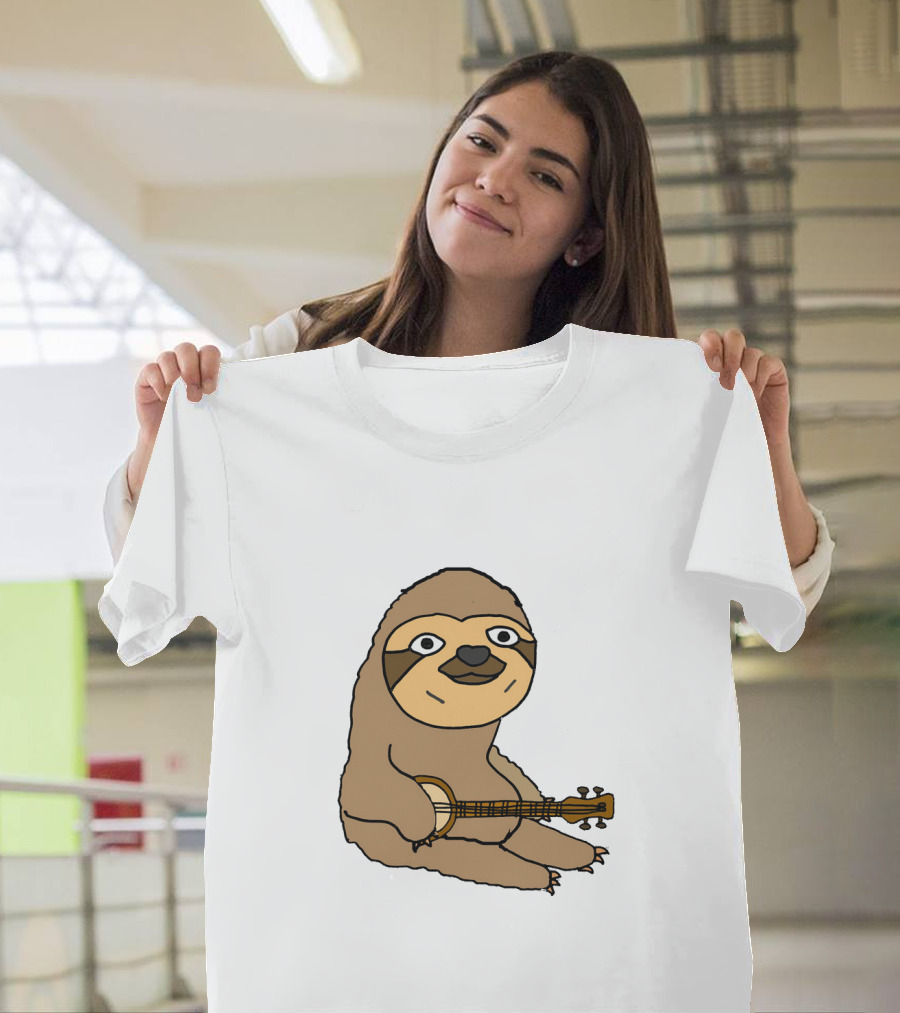 Sloths Funny Sloth Cartoon Playing Banjo T-Shirt