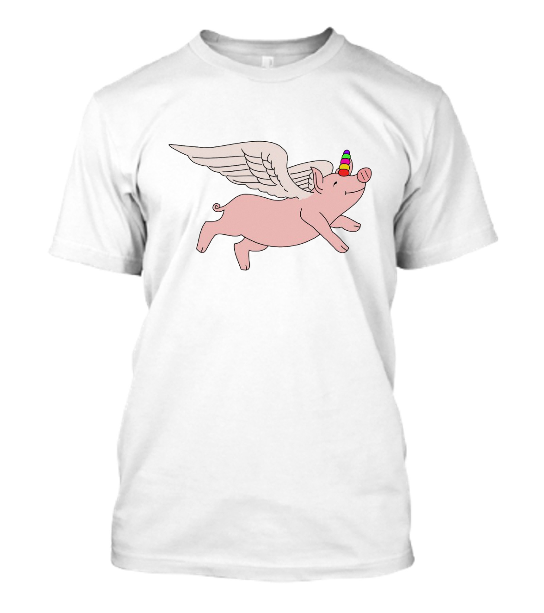 Flying Pig With Rainbow Unicorn Horn And Angel Wings T-Shirt
