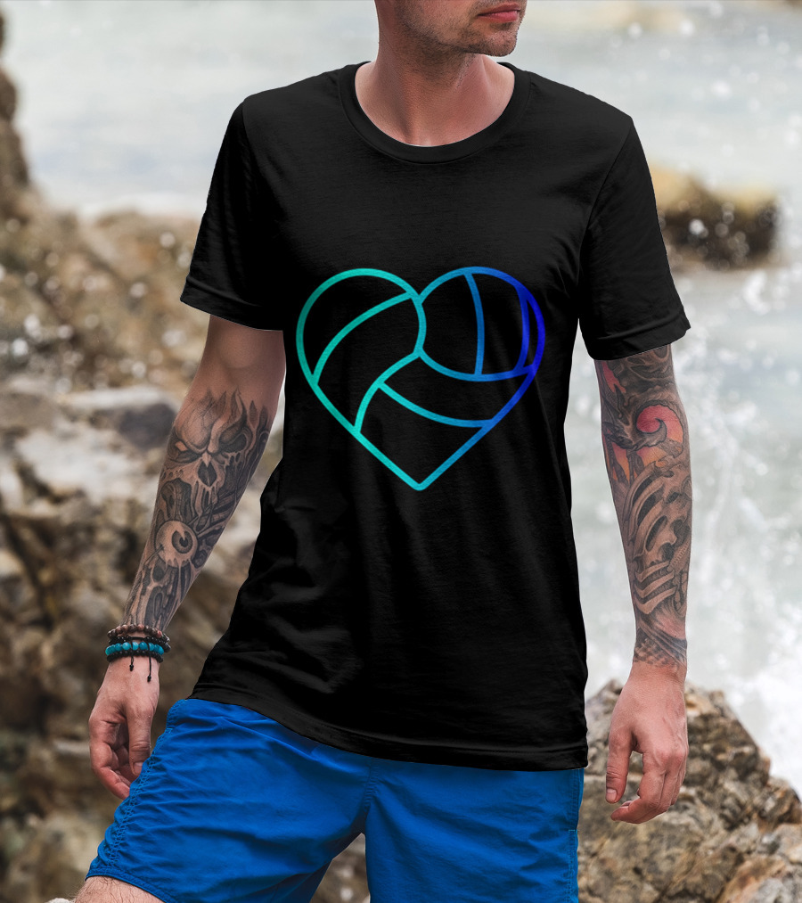 Heart Shaped Volleyball Love Gradient T-Shirt
