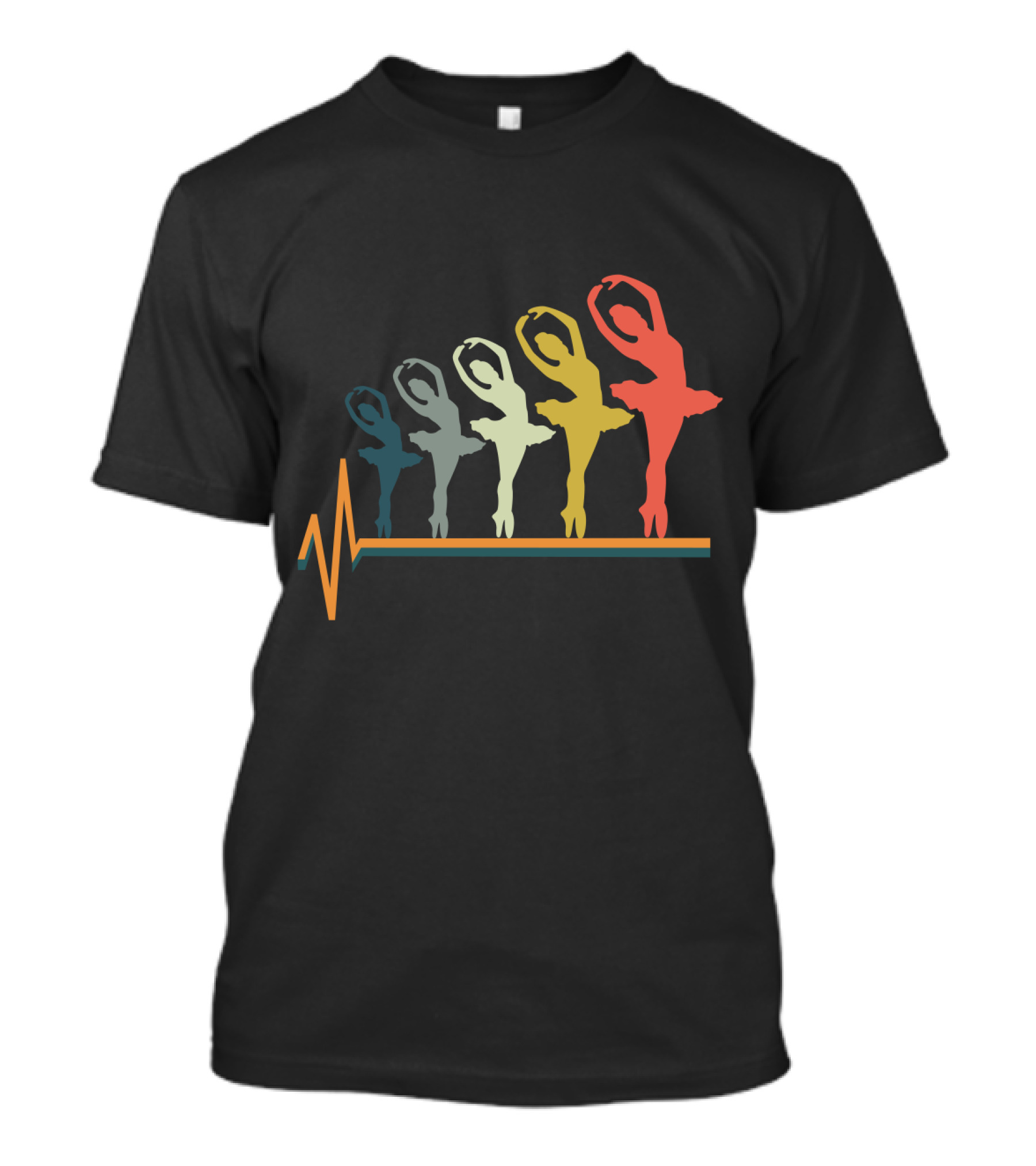 Ballet Dancers Heartbeat Line Art Gradient T-Shirt