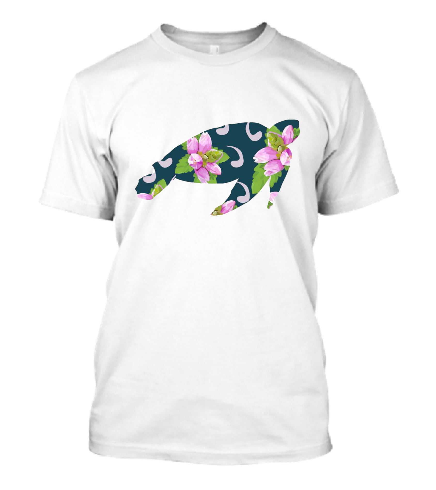 TurtleHead Floral Pattern With Pink Flowers T-Shirt
