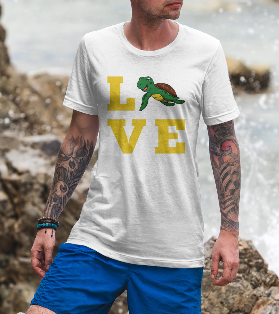 LOVE Turtles Funny Kids Sea Drawing Playful T-Shirt