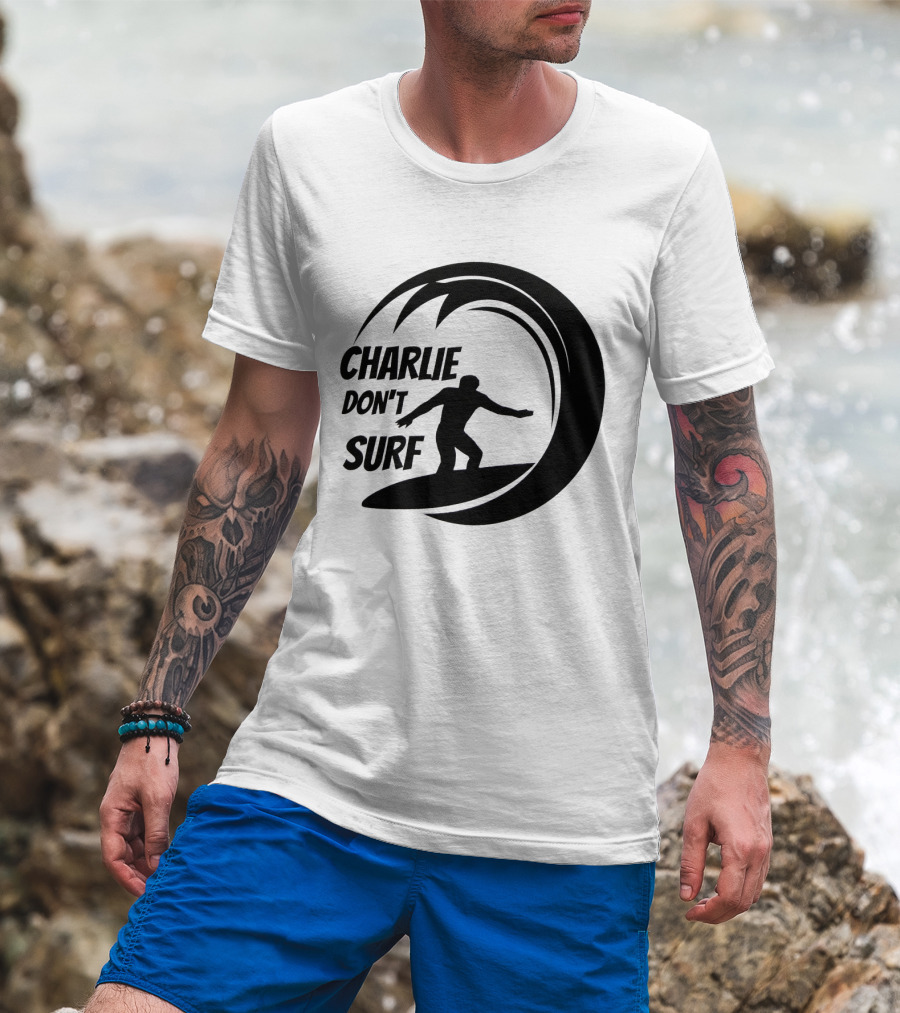 Charlie Don't Surf Silhouette Surfer Wave T-Shirt