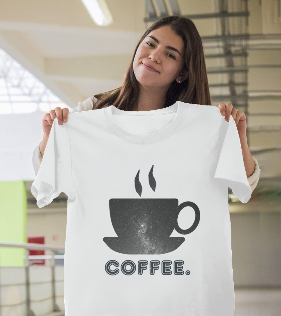 Coffee Cup With Starry Galaxy Design And Steam T-Shirt