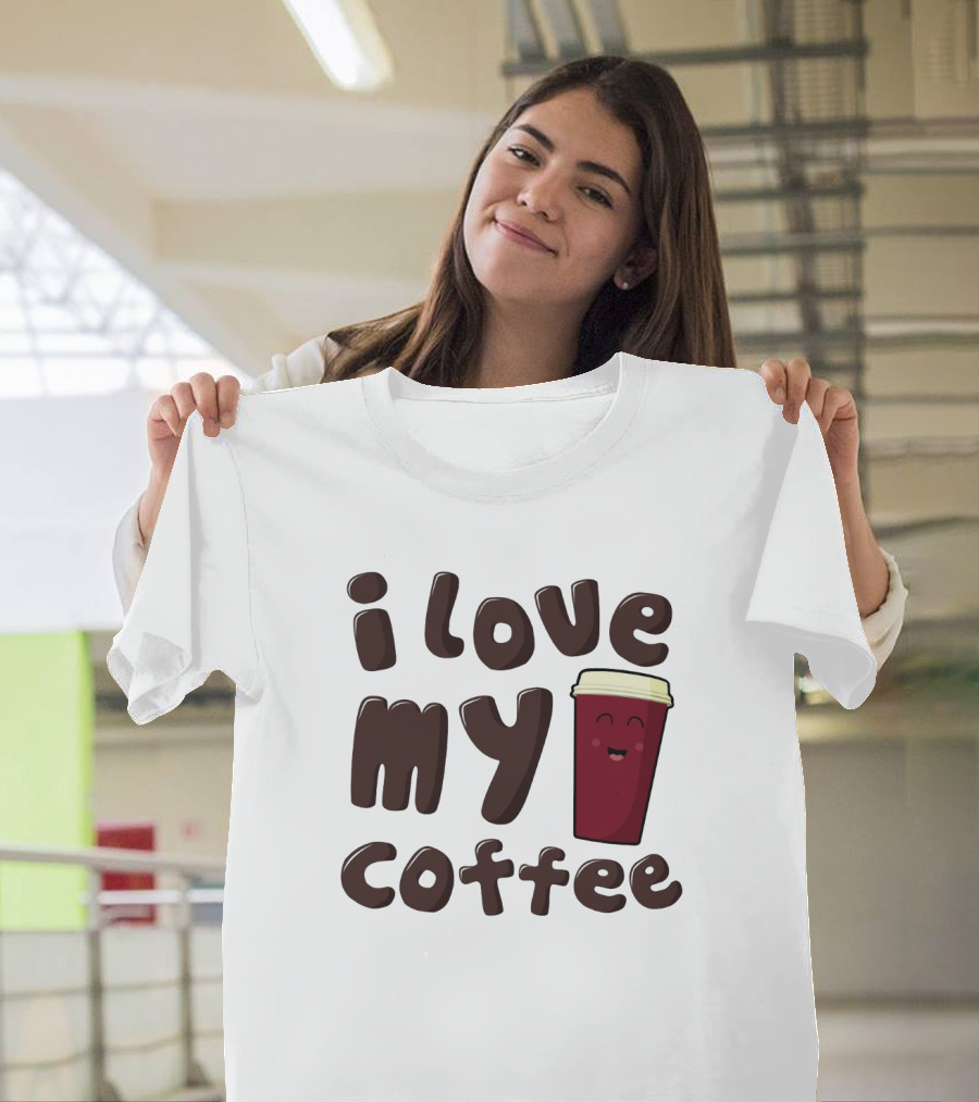 I Love My Coffee Cup Smile Emoticon T-Shirt