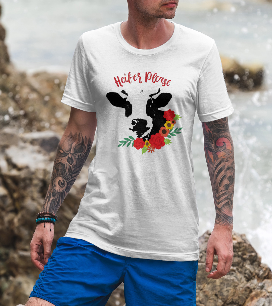 Heifer Please Cow With Floral Accents For Country Girls T-Shirt