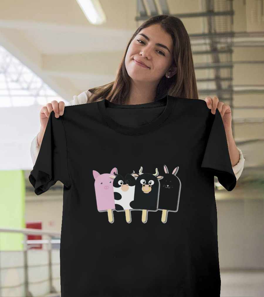 Animal Farm Popsicle Pig Cow Bull Bunny Quartet T-Shirt