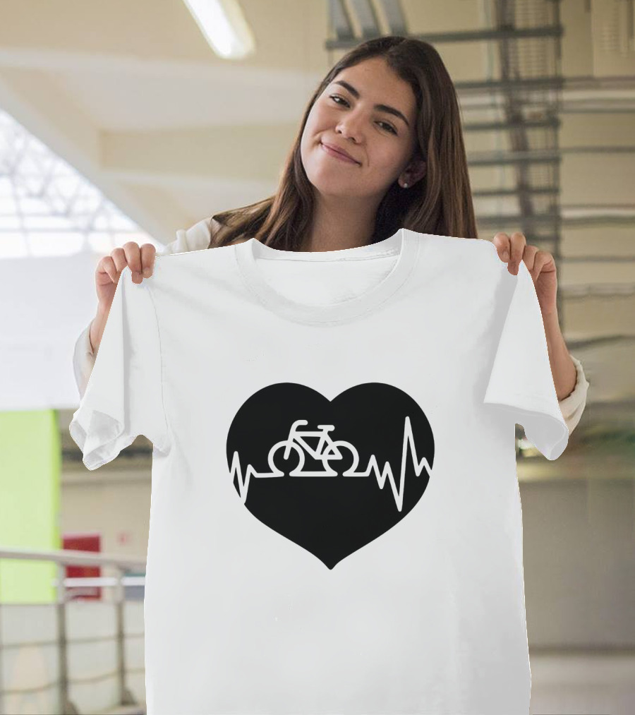 Bicycle Heartbeat Pulse Inside Heart T-Shirt