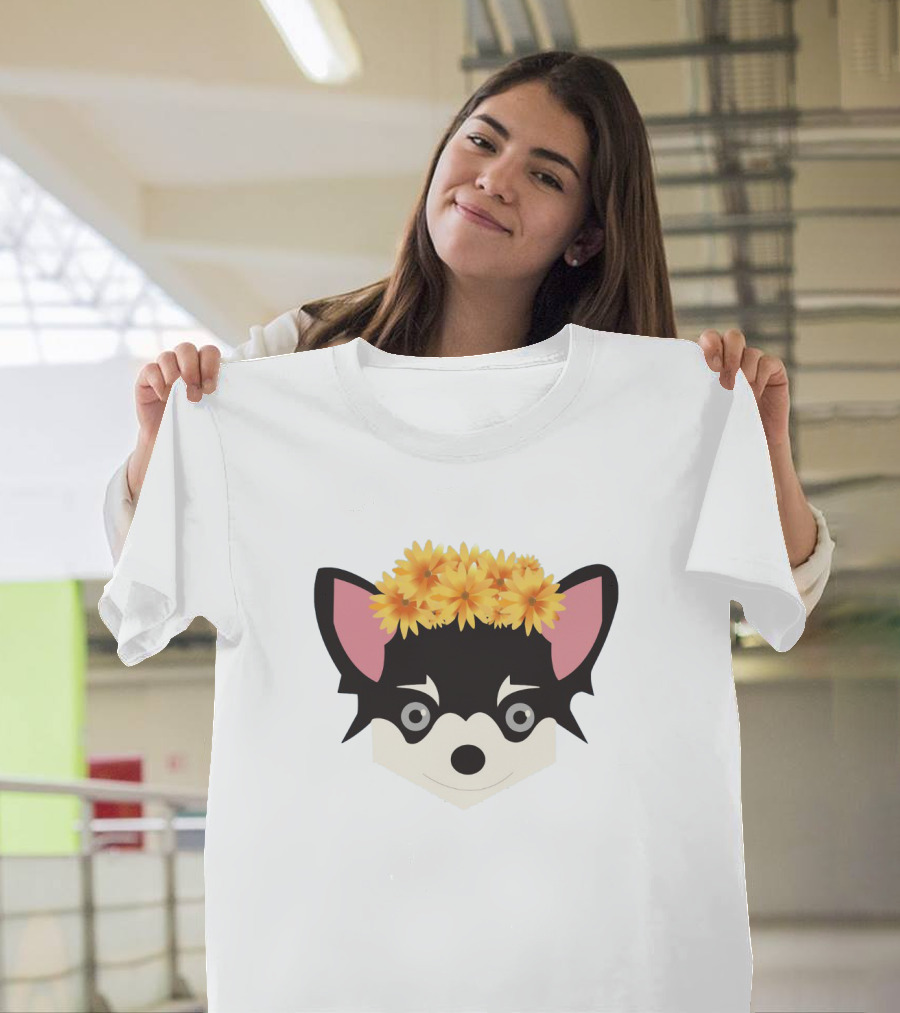 Chihuahua With Crown Of Yellow Flowers T-Shirt
